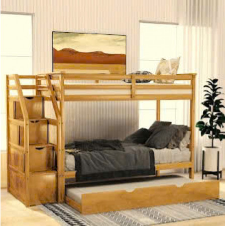 165 Oak : Giường 3 Tầng Cầu Thang Liên Hợp - 1m